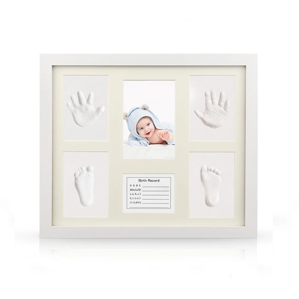 

Home Tool Gift Desk Decoration Family Wooden Eco Friendly Memory Handprint Photo Frame DIY Non-toxic Crafts Baby Footprint Kit