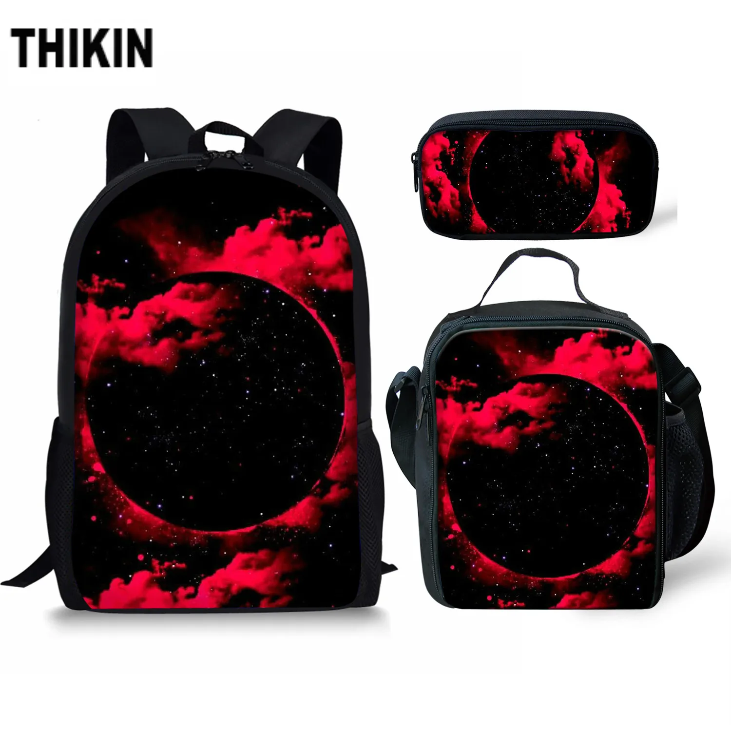 Тикин крутая галактика с красными облаками 3D школьная сумка набор/3 шт для подростков мальчиков дети ежедневник сумки студентов Mochilas