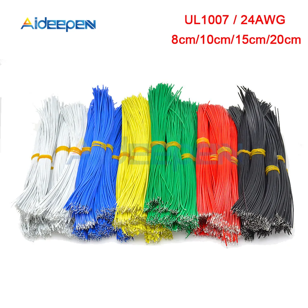 100 шт. UL1007 24AWG соединительный кабель комплект проводов 8 см Высота каблука 10 см, каблук 15 см, 20 см Луженая Медь проводящие провода 6 цветов PCB припоя кабель