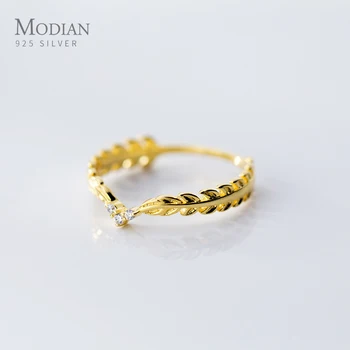

Modian Fashion Wedding Engament Ring for Women Sparkling Zircon Hearts Luxury Leaves 925 Sterling Silver Ring Fine Jewelry Gift