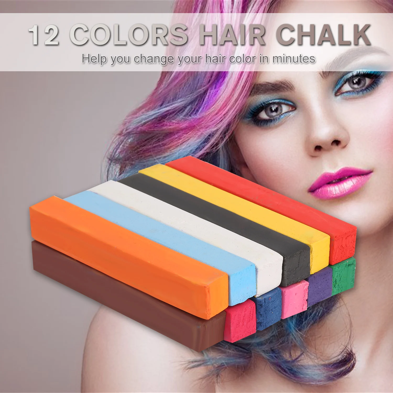 12 Colors Hair Chalk Dye Temporary Color Stick Non-toxic Salon DIY Dyeing Tool | Красота и здоровье