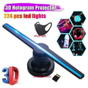 

3D Hologram Advertising Display LED Fan Holographic Imaging 3D LED Projector Light With 16GB Memory Card Advertising logo Lamp