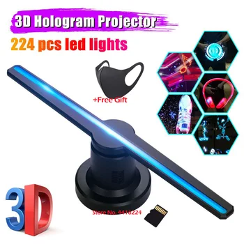 

3D Hologram Projector LED Fan Holographic Imaging Light Display Logo Light Advertising Display Projector Light with 16G TF
