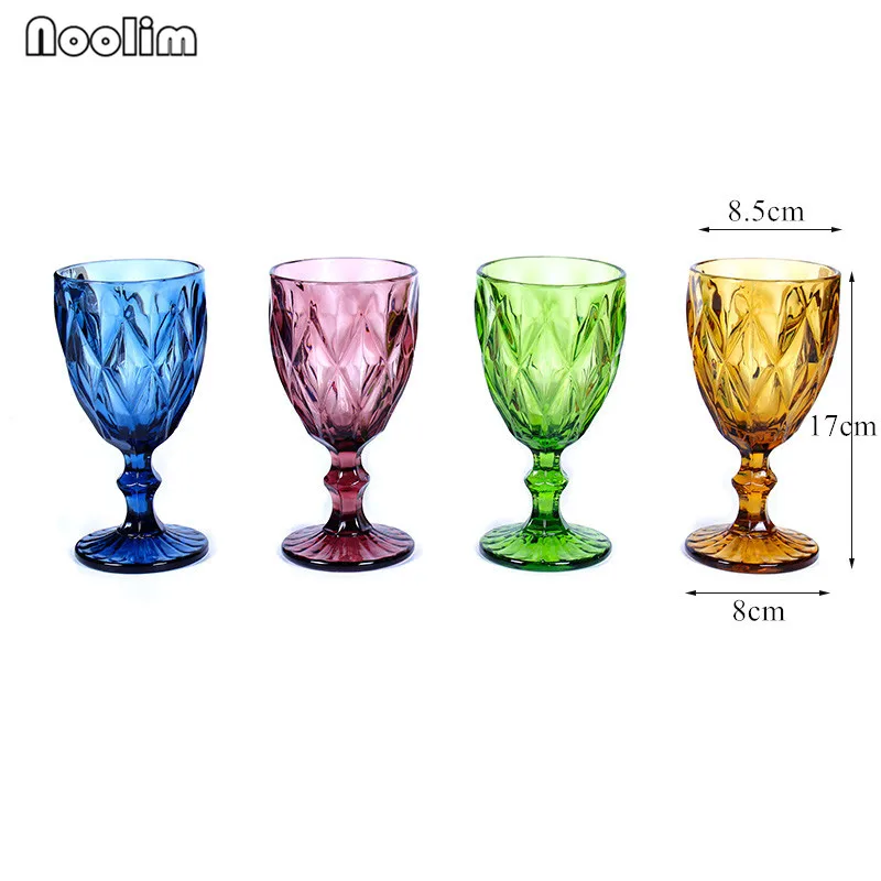 4Pcs A Set 4 шт./компл. резное Стекло Бокалы для красного вина Ретро цветное гофрированное Стекло Бокалы для свадебной вечеринки чашки для шампанского Бар инструменты - Цвет: 4Pcs A Set