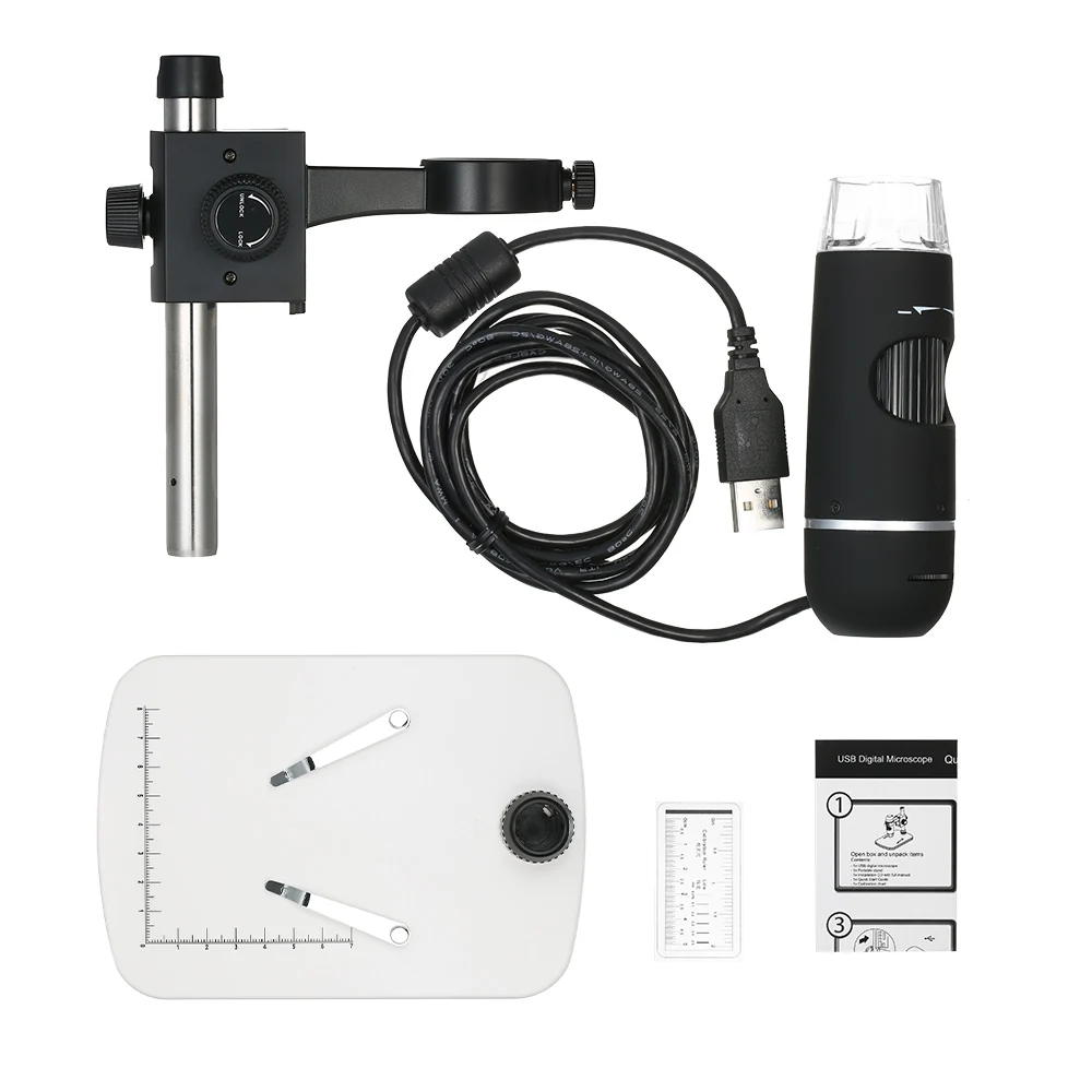 300X Увеличение 5M Пиксели USB Цифровые микроскопы с стойка с лупой с 8-светодиодный светильник