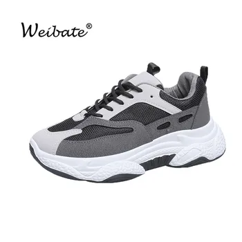 

WEIBATE Spring 2020 New Women's Shoes Mesh Breathable Casual Shoes Non-slip Wear-resistant Sneakers Thick-soled Running Shoes