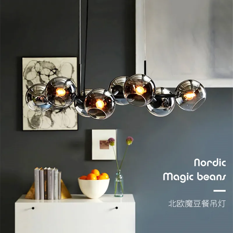 Creative Nordic Loft Glass Ball Pendant Lamps Molecule Design Winehouse Living Room Kitchen Bar E14 Hanging Light | Лампы и освещение