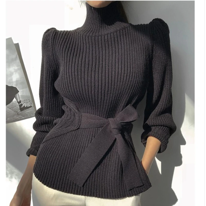 

2019 New Winter Women Sweaters Turtleneck Long Sleeve Pullovers Loose Knitted Sweaters Irregular Jumper Tops Korean Fashion