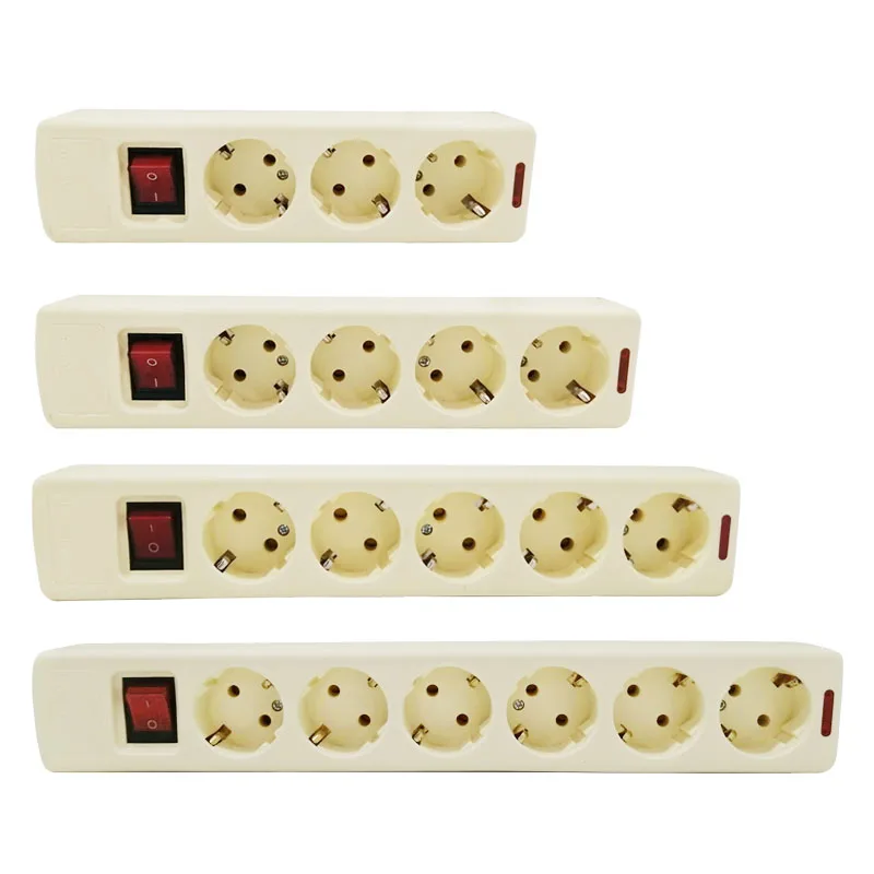 

Extension Socket 3/4/5/6 Way AC EU Outlets Adapter Charger Power Strip with Switch Indicator Light Socket