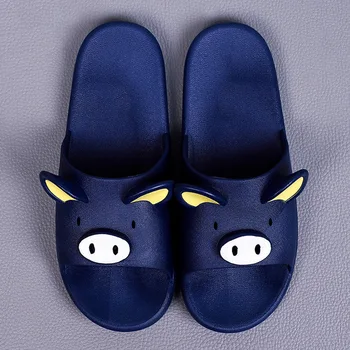 

Cartoon Pig Slippers Couples Flat Sandals Home Bathroom Outside Beach Flip Flops for Summer M88