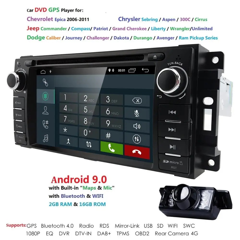 Flash Deal Android 9.0 Car Stereo CD DVD Player in Dash Car Radio Multimedia Player for JEEP Navigation LCD Bluetooth WiFi GPS DVR Camera 1