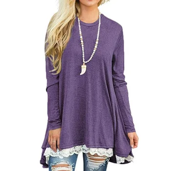 

Lace Stitching Autumn And Winter Women's Long-Sleeved T-Shirt 2020 New Loose Round Neck Women's Autumn Tops Lil Peep