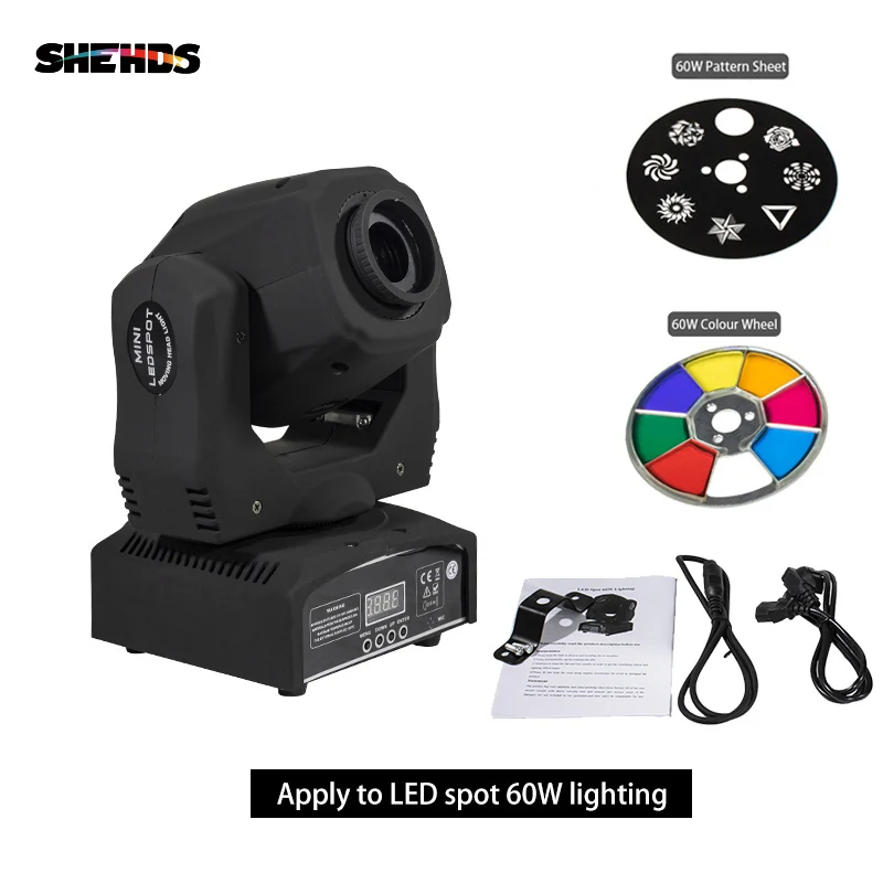 LED Spot 60w Black Светодиодный светильник 90 Вт Gobo, проектор, точечный/узор, Вращение с ЖК-дисплеем, с 6 лицом, призма, DMX, сценический светильник, эффект для прополки - Цвет: LED Spot 60w Black
