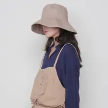 Летняя модная женская однотонная шляпа с большим краем шапки для рыбака дышащая Корейская Стильная шляпа-ведро