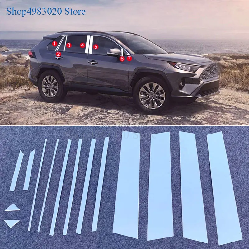 Для TOYOTA Rav4, декоративные аксессуары для тела, стильные палочки из нержавеющей стали, оконные украшения, оконные полосы, аксессуары для отделки