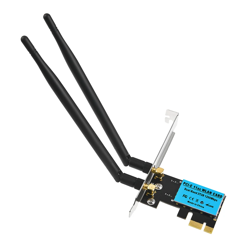 Сетевая карта стабильная с антеннами PCI-e беспроводной практичный адаптер высокоскоростной двухдиапазонный 1200 Мбит/с Внутренний 2,4G/5,8G Настольный wifi