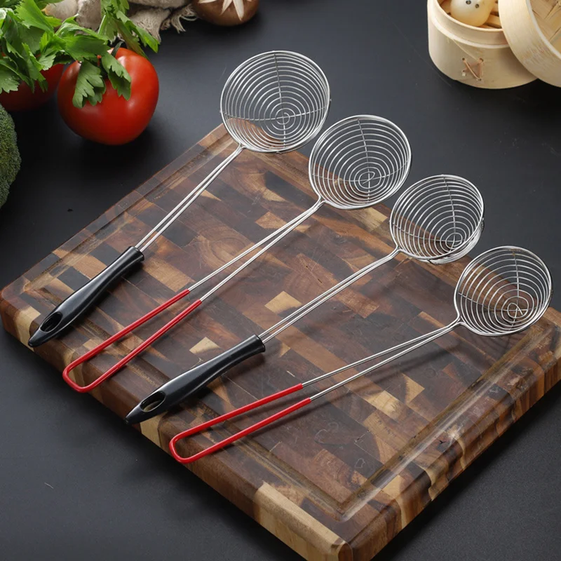 Description Picture 2 of itemStainless Steel Colander for Pasta Long Handle Hot Pot Noodle Drain Strainer French Fries Small  Skimmer Scoop Kitchen Gadgets