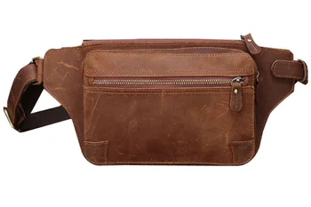 

Large Dapper Genuine Leather Shoulder Package Leisure Sporty Cow Leather Waist Bag Vintage High Quality Belt Bag Heuptas DF315