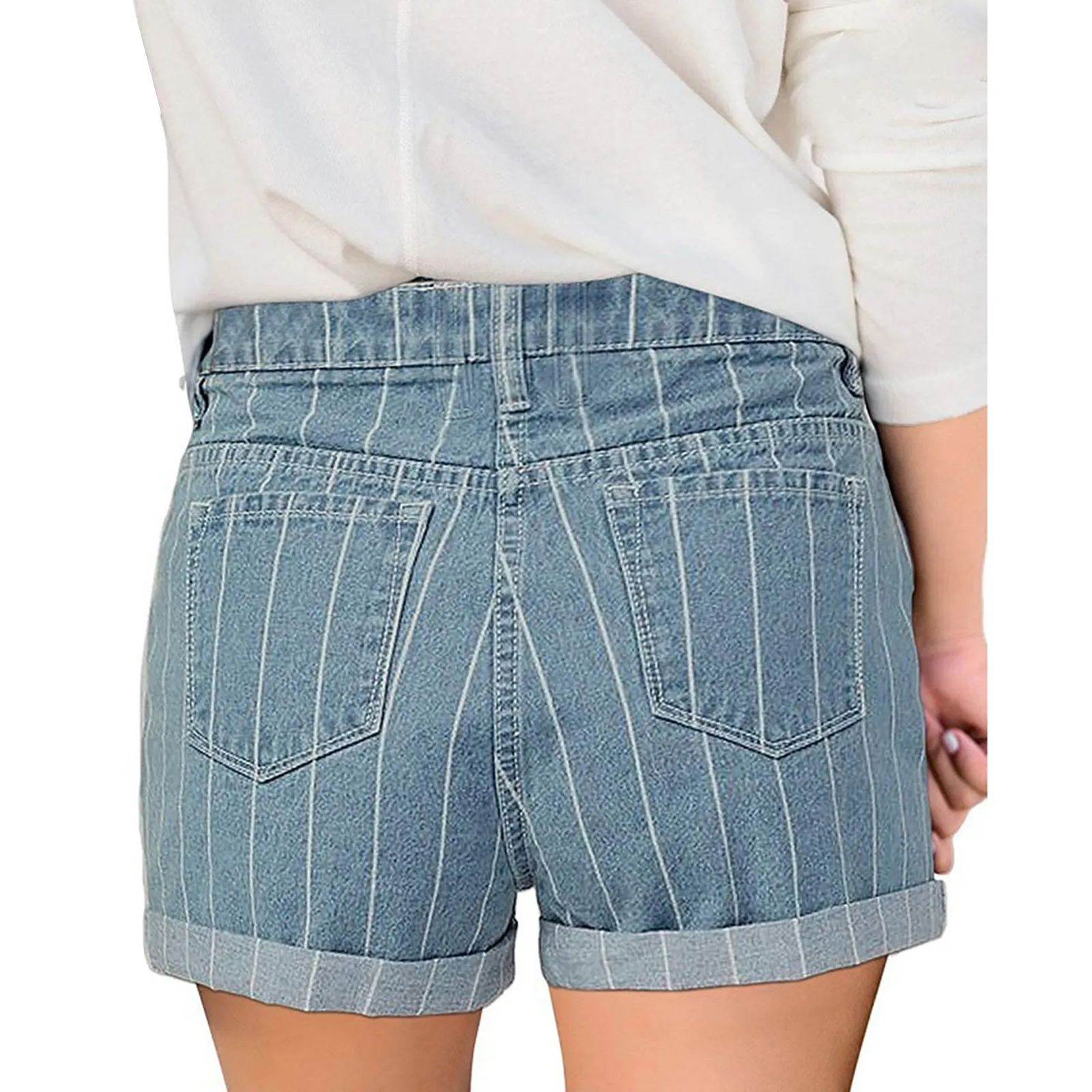 Women's Stripe Denim Shorts 2021 New 