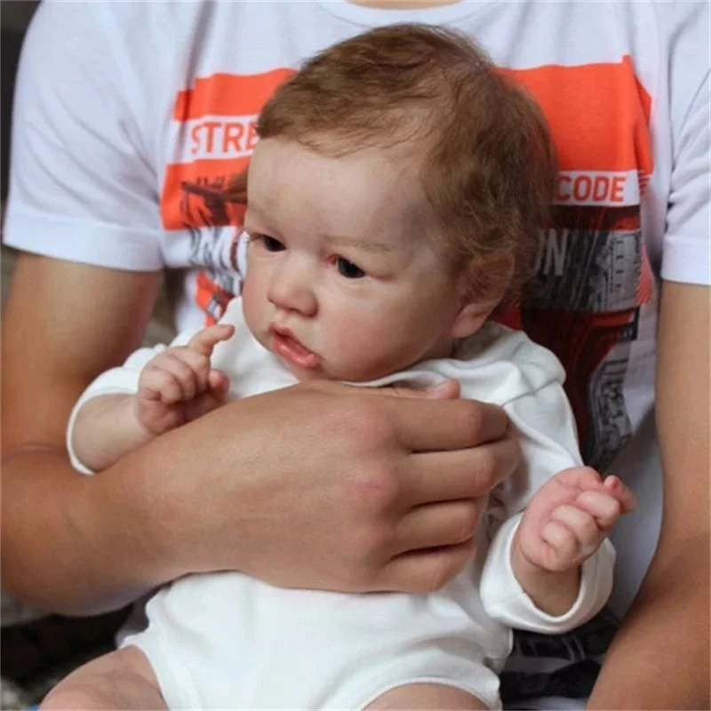 

Handmade Reborn Baby 22 Inch 55CM Cute Little Zane Reborn Baby Boy Realistic Lifestyle Toddler Full Silicone Crooked Mouth Dolls