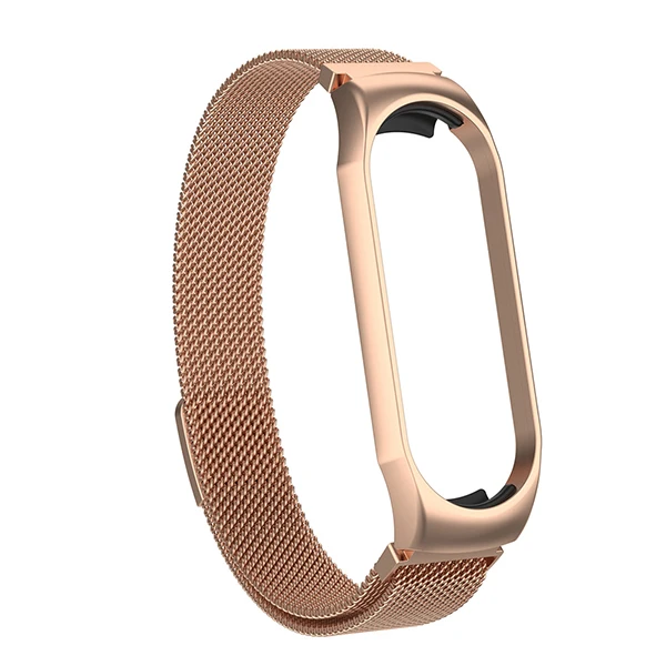 Hangrui металлический браслет из нержавеющей стали mi Band 4 ремешок для Xiaomi mi Band 4 3 сменный ремешок mi Band 4 3 браслет ремешок - Цвет: Magnetic Rose Gold