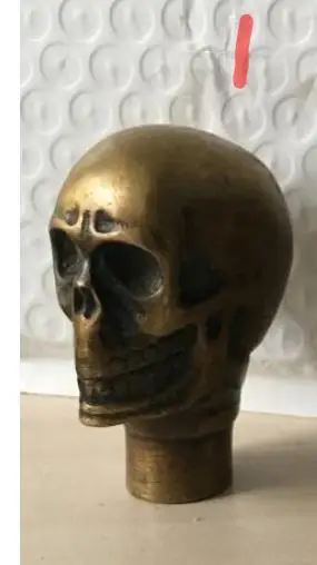 Чжао азиатская китайская старинная бронзовая резная статуя черепа ручной работы