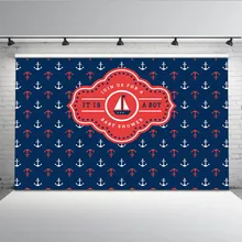 Mehofoto Anchor Step and Repeat Photo Backdrops for Photography Baby Shower Newborn Backgrounds Kids Boy Props MW-290