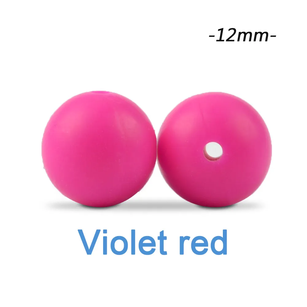 violet red LOFCA 50 шт. силиконовые бусины 12 мм бусины из пищевого силикона детские товары для прорезывания зубов жевательные соски зажимы для кормления ожерелье - Цвет: violet red