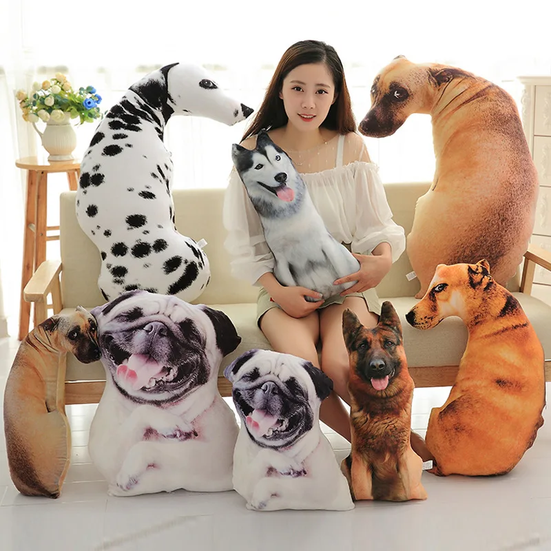 50cm cute simulation dog plush toy 3D print stuffed animal dog plush pillow filled cartoon cushion children's doll home decorati
