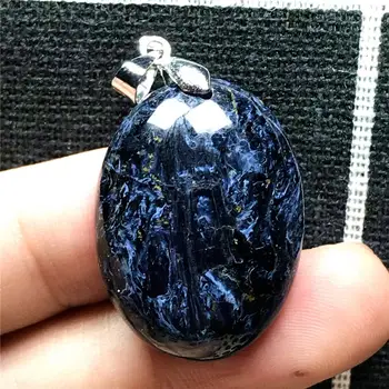 

Top Natural Blue Pietersite Necklace Pendant For Woman Man Crystal 28x21x9mm Beads Silver Namibia Fire Gemstone Jewelry AAAAA