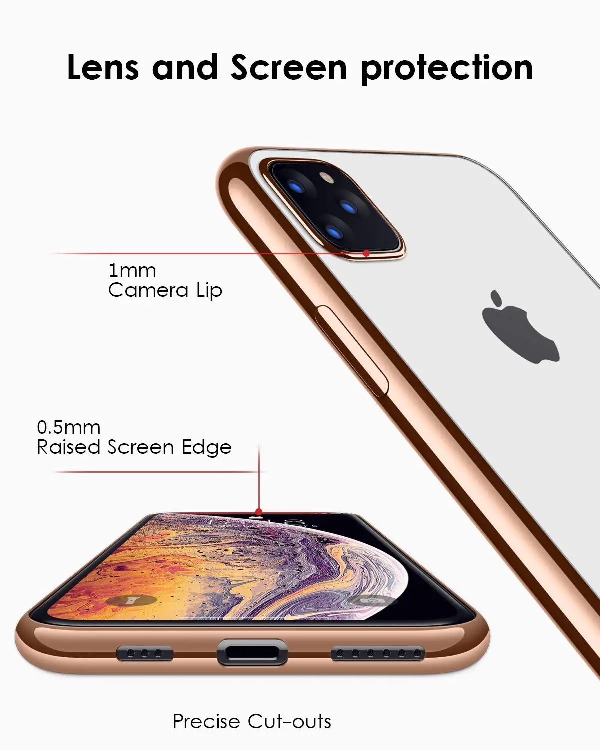 Для iPhone 11 Pro Max 11 Pro Чехол, ультра тонкий прозрачный мягкий Премиум гибкий хромированный бампер прозрачный ТПУ задняя крышка