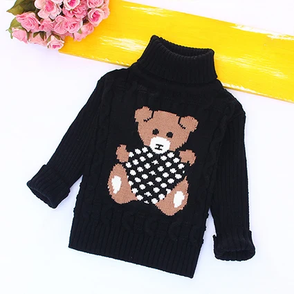 Pure Color Knitted Pullovers Children Sweaters Autumn Winter Warm Turtleneck Sweaters for Girls Boys Warm Kids Knitwear Clothing - Цвет: Армейский зеленый