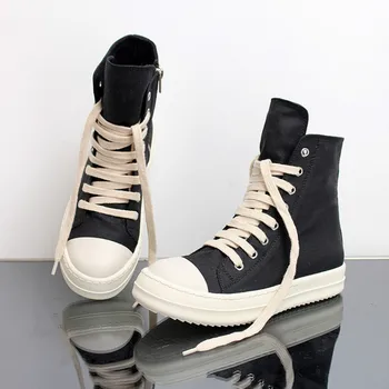 

Street Hip Hop Sneakers Dancing Casual Rock Shoes Wax Leather Canvas Ankle Boots Classic Lace Up High Top Shoes Men Sneakers