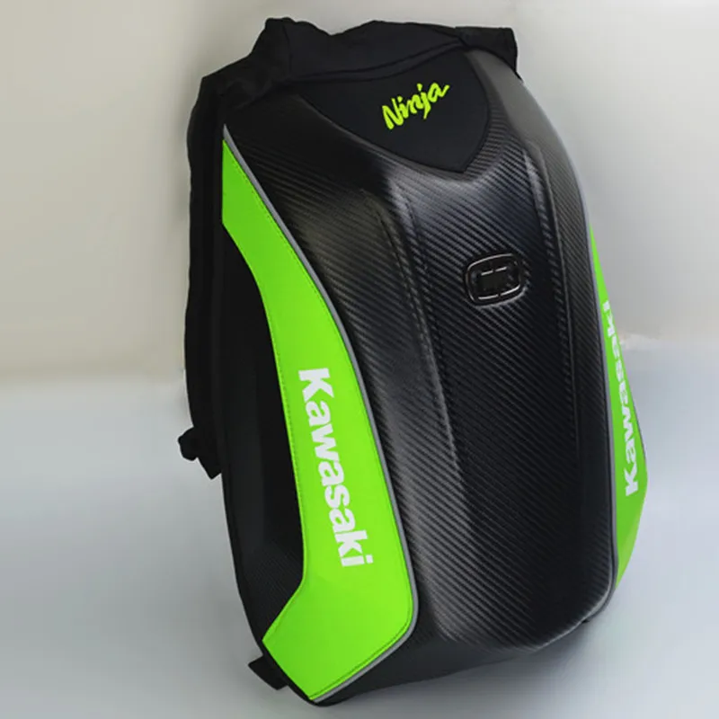 Углеродного волокна водонепроницаемый мотоциклетный рюкзак для kawasaki мотокросса жесткий корпус рюкзаки с дождевиком - Название цвета: 3