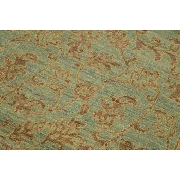 

90x241 Cm Green Handmade Oushak Runner Rug-3x8 Ft