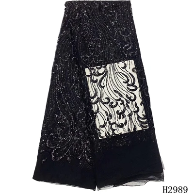 HFX Sequins Lace Fabric for Women Wedding Dress African Lace Fabrics with Sequins French Tulle Mesh Lace Bridal Materials H2898 - Цвет: as picture