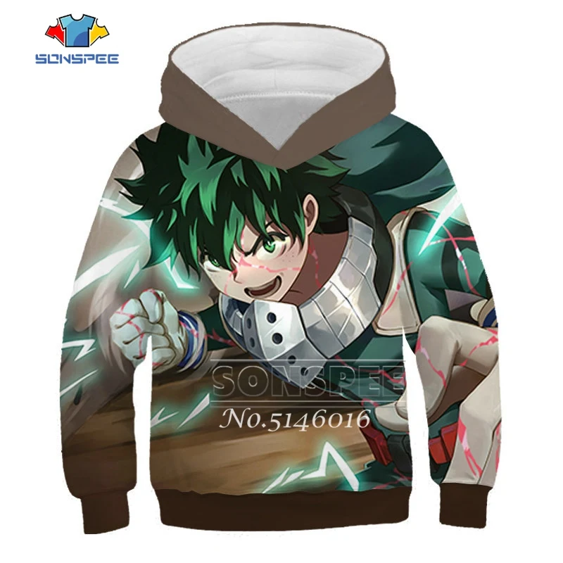 SONSPEE Anime My Hero Academia 3D Print Harajuku Kids Sweatshirt Hoodies Child Pullover Hoody Baby/Boy Casual Clothing t404 | Мужская