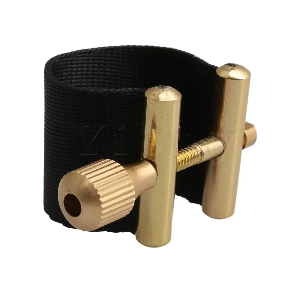 

Yibuy Fabric Sax Ligature with Gold Clip Screw for Soprano Saxophone Mouthpiece Black