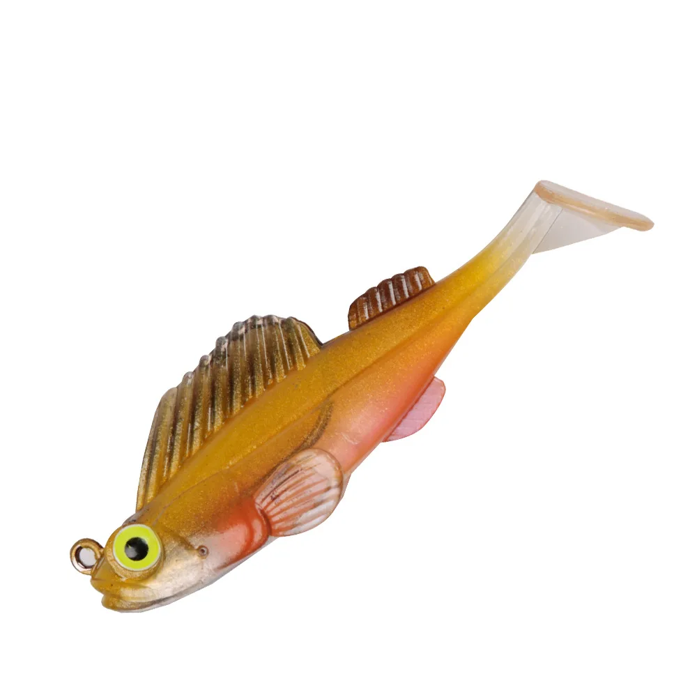 1 шт. мягкие свинцовые рыболовные приманки 7 см/12 г Jig Swimbait искусственные 3D Глаза рыболовные приманки с одним крюком Т-образный хвост рыболовные снасти - Цвет: G
