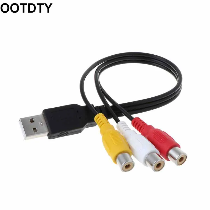 USB на RCA кабель USB штекер на 3 RCA Женский комбинезон стерео аудио видео кабель телевизионный адаптер провод AV A/V ТВ адаптер A69B