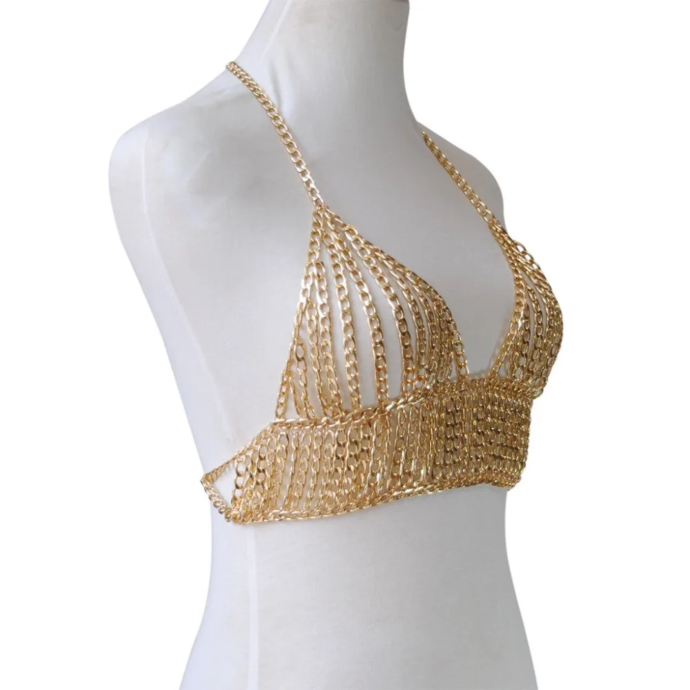 Sexy Multilayer Metal Chain Bra (Gold Or Silver) - Queerks™