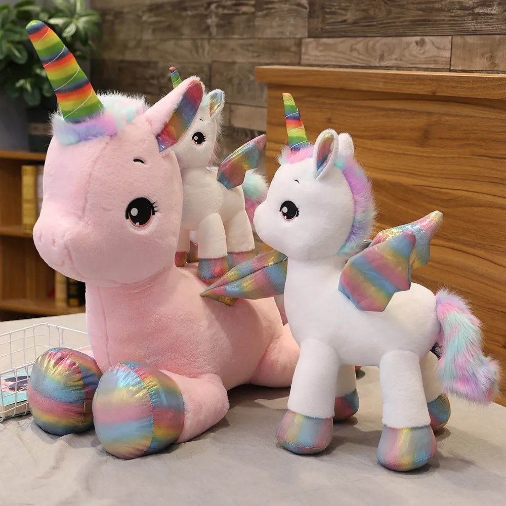 Huggable soft cute unicorn dream rainbow plush toy high quality pink horse sweet girl home decor 4