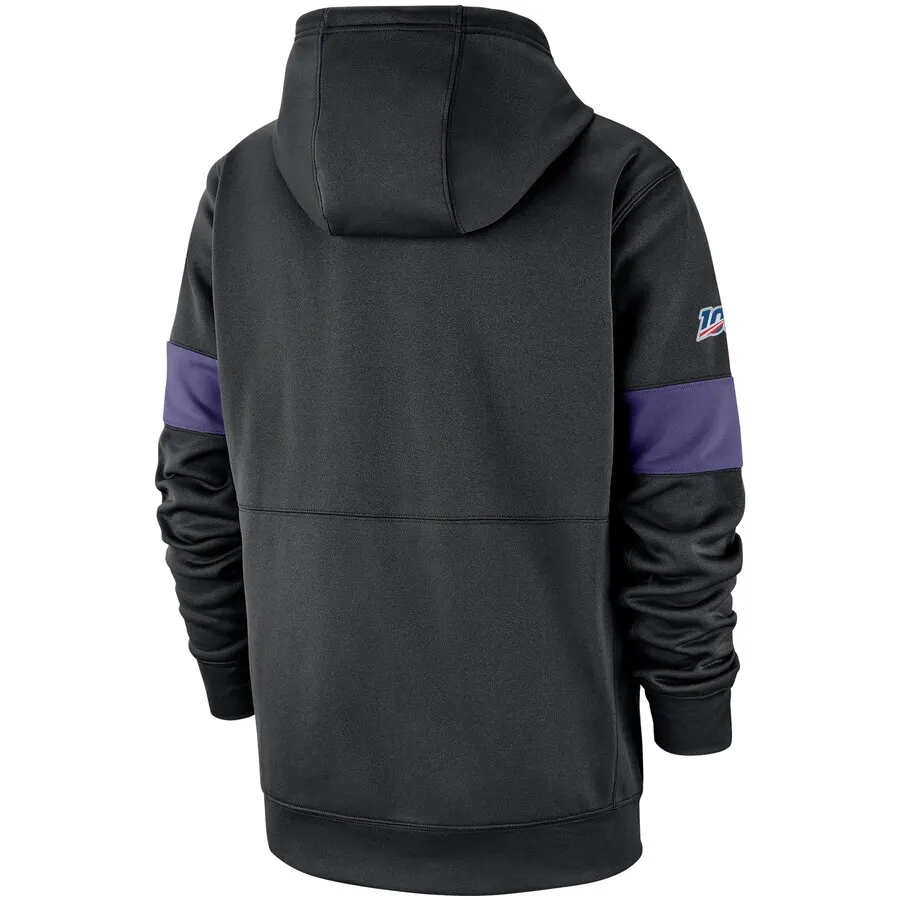 Baltimore мужская футбольная Толстовка Ravens 100th Sideline Team Логотип Производительность пуловер Толстовка черный