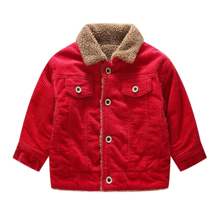 Рост 80-100 см, новинка года, зимняя утепленная Вельветовая куртка для мальчиков 1 предмет, теплое плотное зимнее пальто для девочек детское зимнее пальто - Цвет: as picture