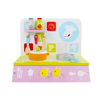 

Wooden Kitchen Toy Set Kids Playing House Toy Simulation Kitchen Gas Cooktop Cookware Accessories For Children Toy Gift