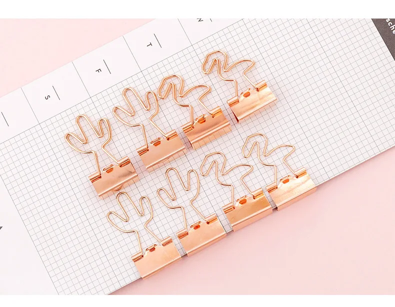 4 Pieces/lot) Creative Rose Gold Flamingo Long Tail Clip Student Data Clamp