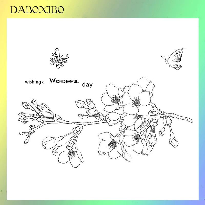 

DABOXIBO Wishing A Wonderful Day Clear Stamps For DIY Scrapbooking/Card Making/Photo Album Silicone Decorative Crafts 13x13