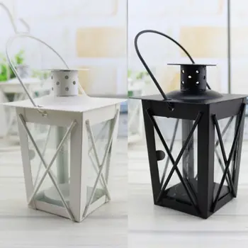 

Black/White Romantic Romantic Candle Holder Retro Hanging Lantern Lamp Decor For Dinner Home