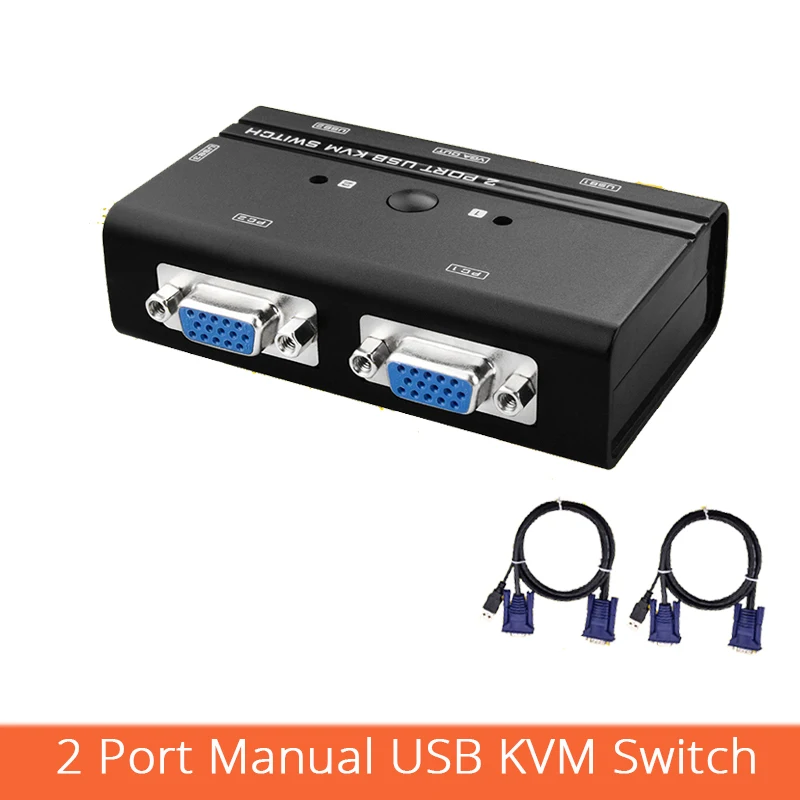 2 порта USB KVM переключатель Ручное управление 2 ПК Хост 1 Набор USB клавиатура мышь и VGA монитор мульти ПК управление кабель