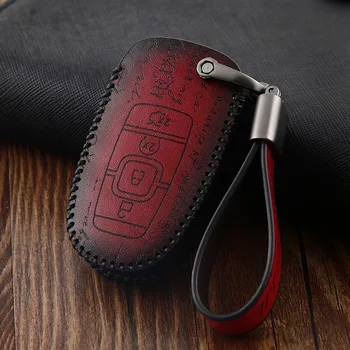

Retro New Cool Key cover Genuine leather key case For lincoln navigator MKZ MKC 2017 car key Case Remote Shell 4button smart key